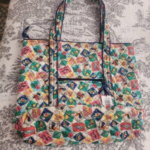 Vera Bradley Large Cotton Cuban Stamps Tote Carry-on Beach Bag New
